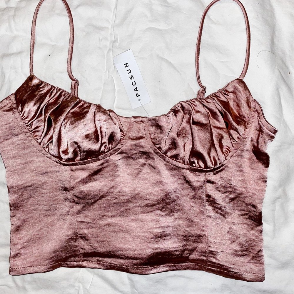 Kendall X Kylie: Rose Gold Silk Crop Top